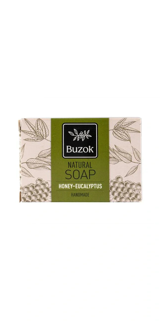 Buzok Honey-eucalyptus soap bar on a clean background.