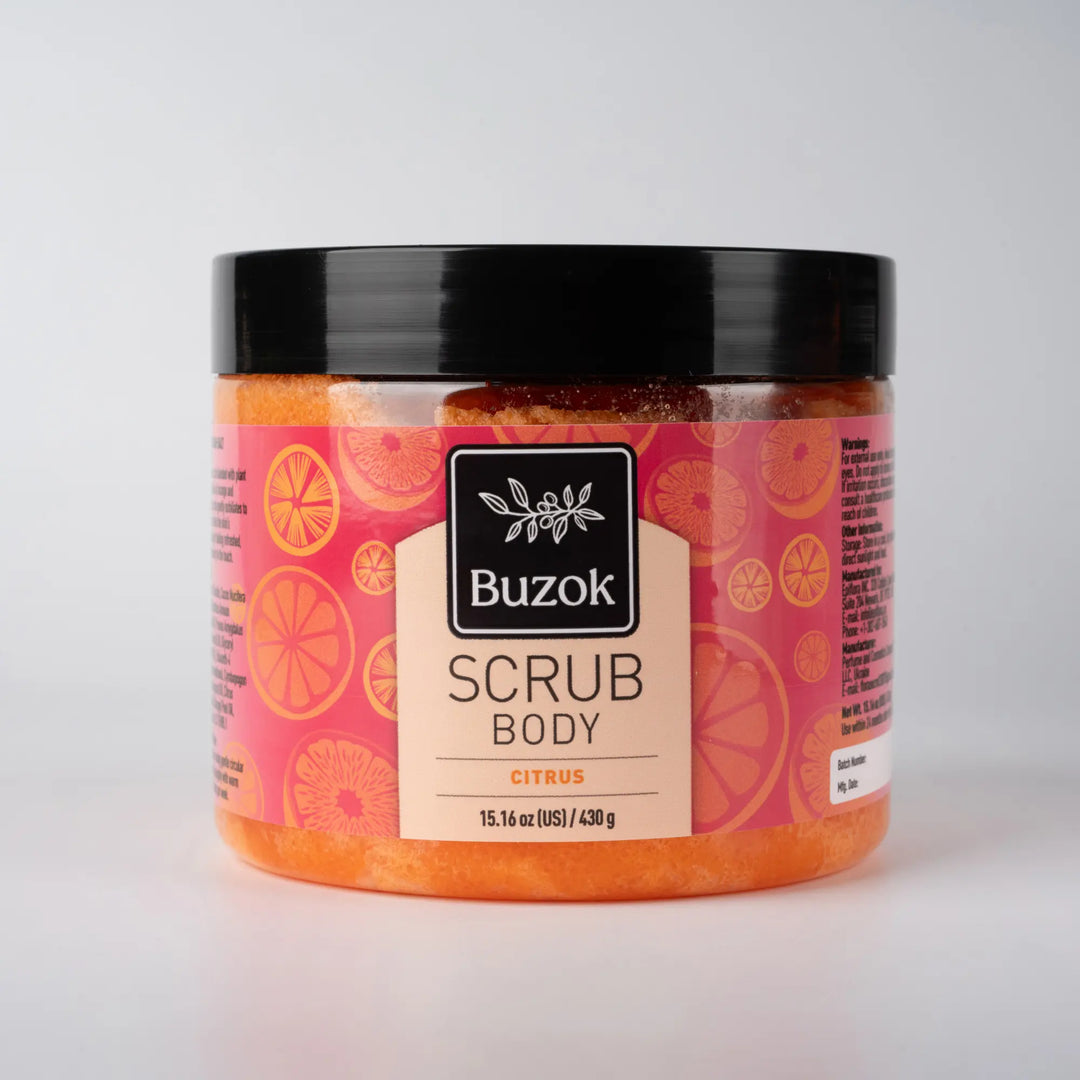 Buzok citrus body scrub with natural ingredients
